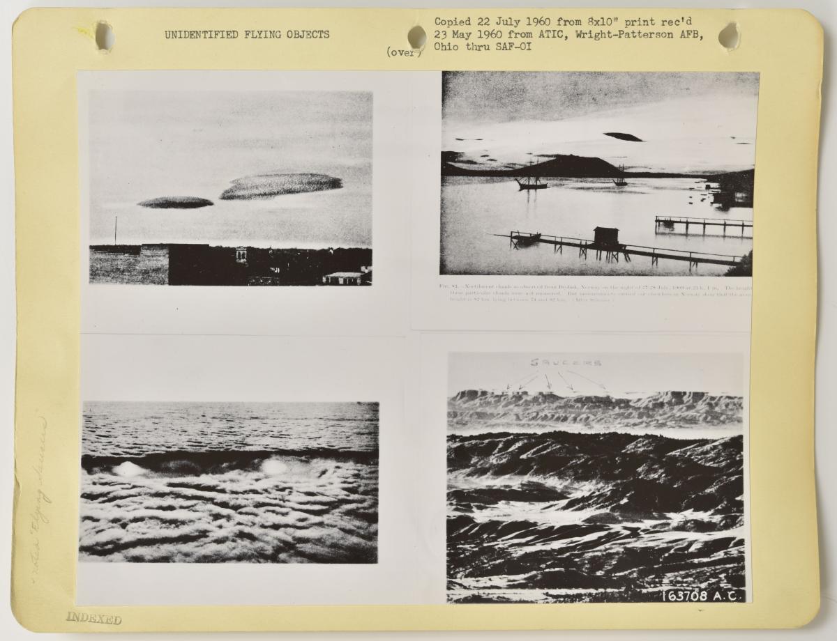 National Archives UFO study image comparing atmospheric phenomena mistaken for flying saucers